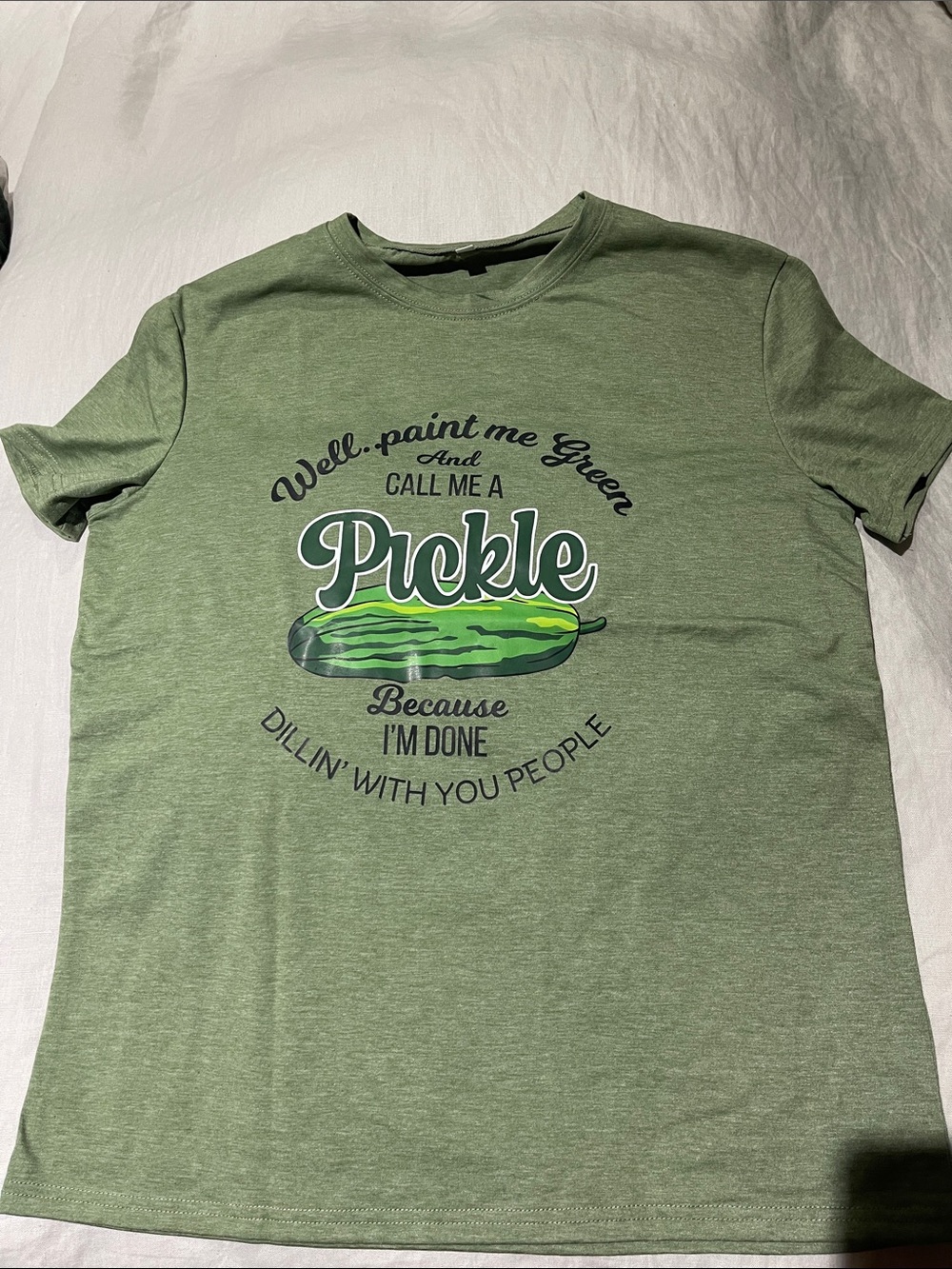 Green Graphic 'Pickle' Crewneck T-Shirt